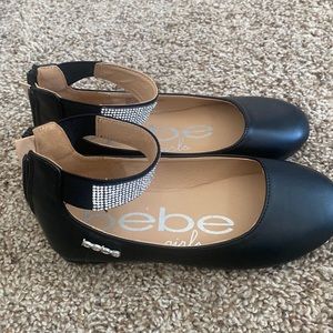 Bebe girls black flats - size 13